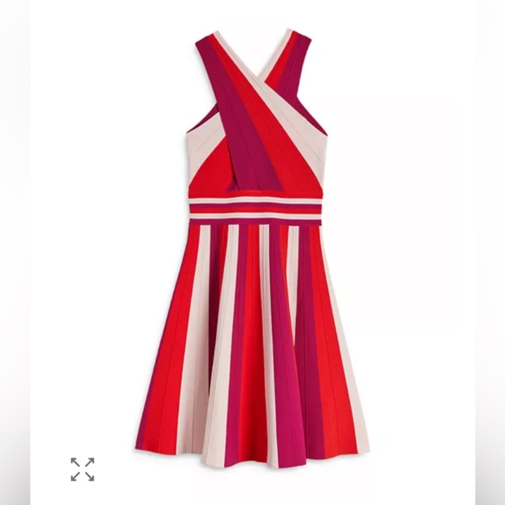 TED BAKER Hadliy Metropolis Skater Dress pink red bandage NWOT size 0 - Picture 3 of 13